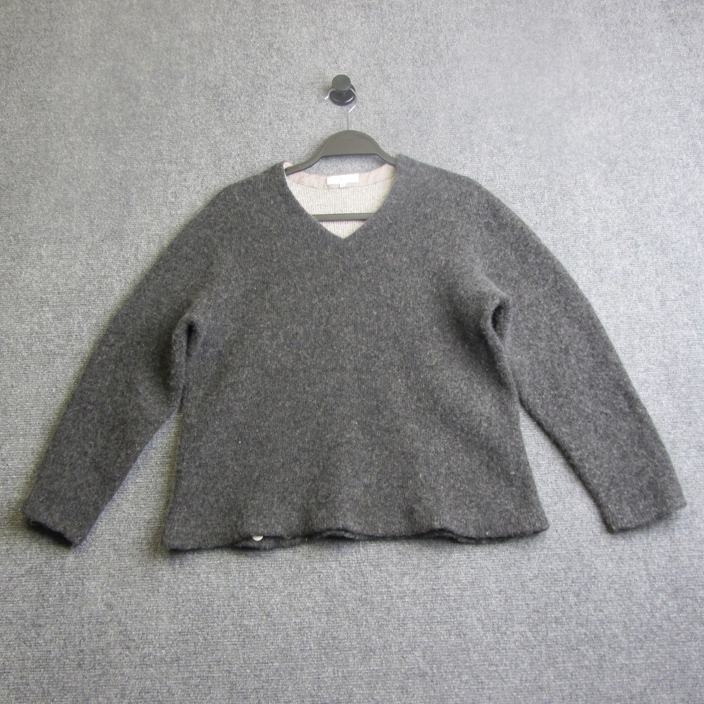 Lady White Co V-Neck Sweater Mens L 40 Gray Wool Cotton Blend USA Textured Knit